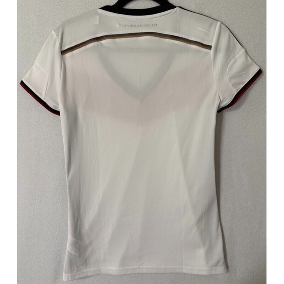 Adidas Shirt Deutscher Fussball-Bund Soccer Climacool Women Medium White V Neck - Picture 2 of 16